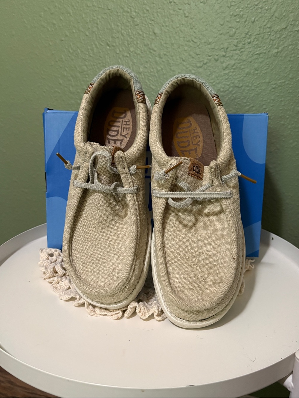 Hey Dude Beige Canvas Boat Shoes - Lightweight Slip-On